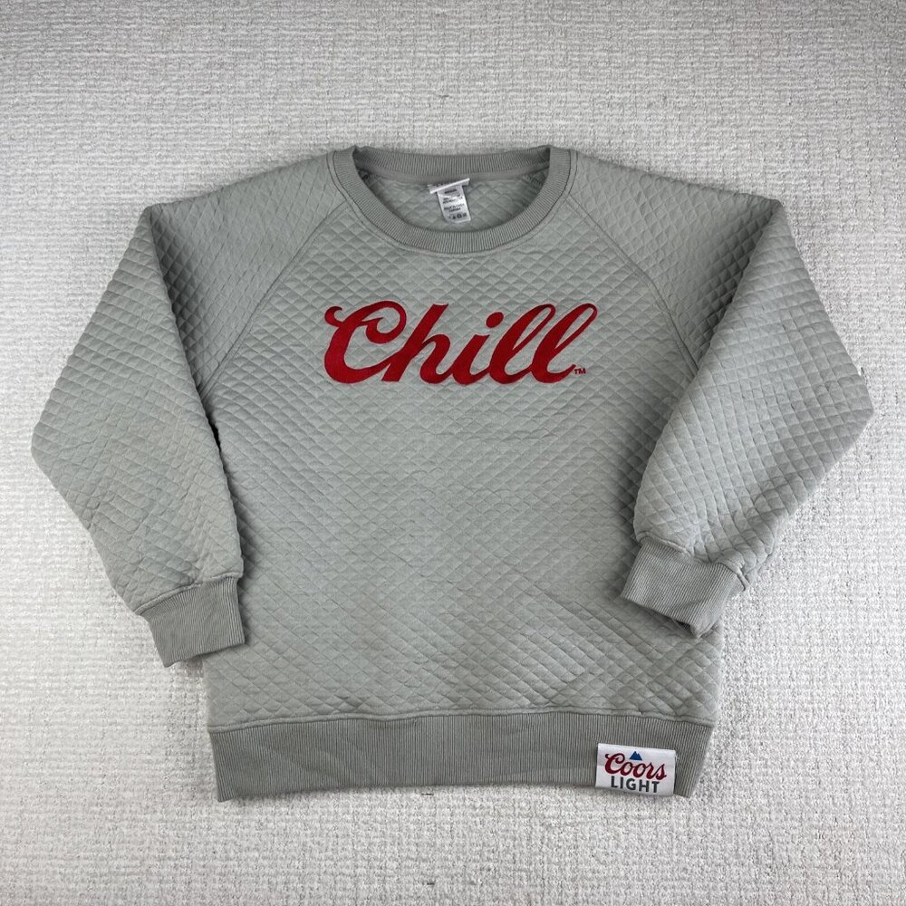 Coors Light 'Chill' Gray Quilted Crewneck Sweatshirt